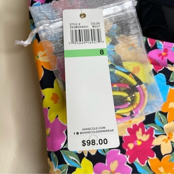 NEW Anne Cole Multicolour Floral Twist and Shirred Front One Piece Swimsuit US 6 - Picture 10 of 10